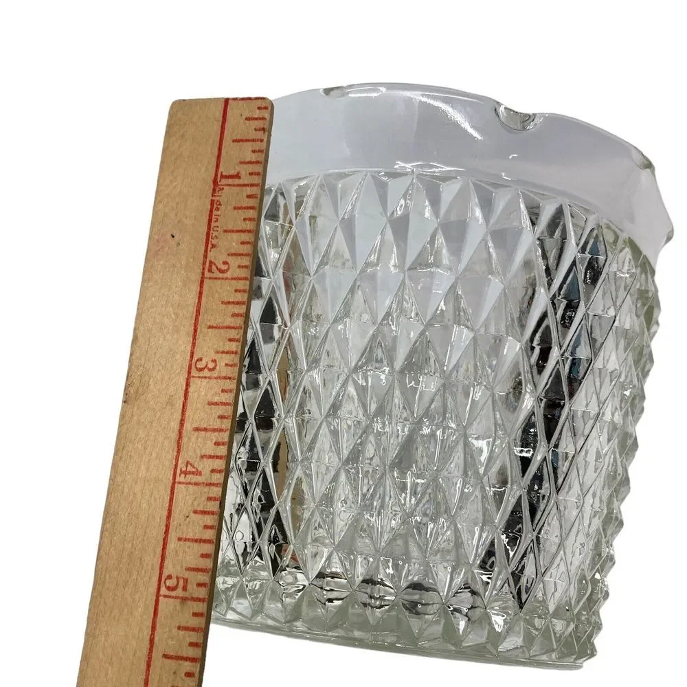 Indiana  Ice Bucket  Glass Diamond point‎ Ruffle Rim Pattern Glassware Vintage